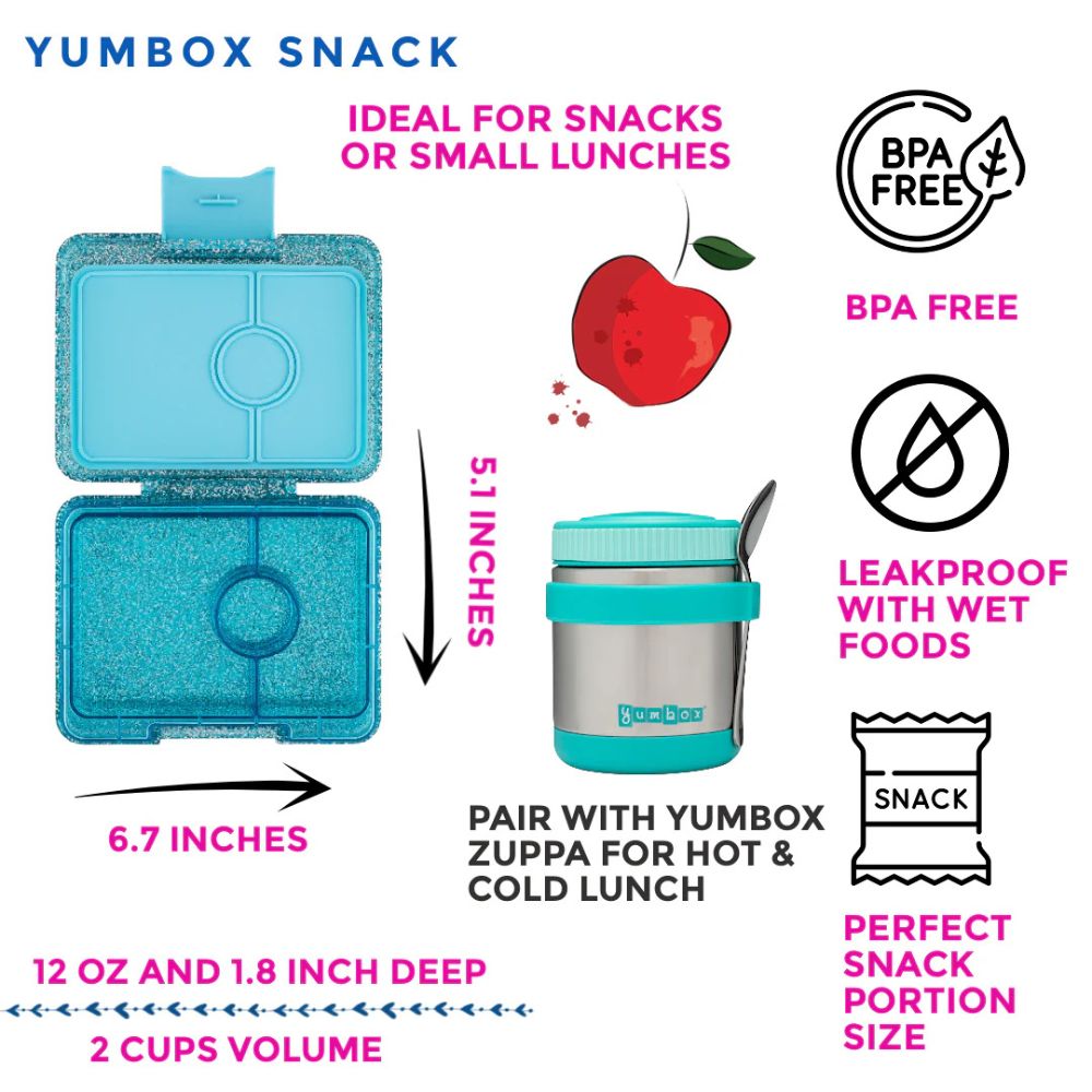 Yumbox Snack 3 Compartment Bento Lunch Box - Various Colours