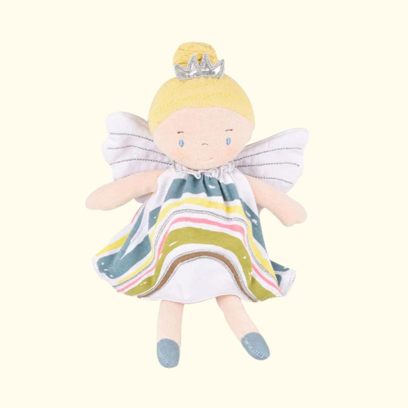 Bonikka Organic Fairy Doll with Blonde Hair in Rainbow Dress