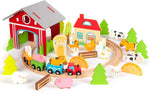 Boppi Wooden Farm Train Set - 48 Piece