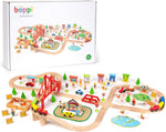 Boppi Large Wooden Toy Train Set - 150 Pieces