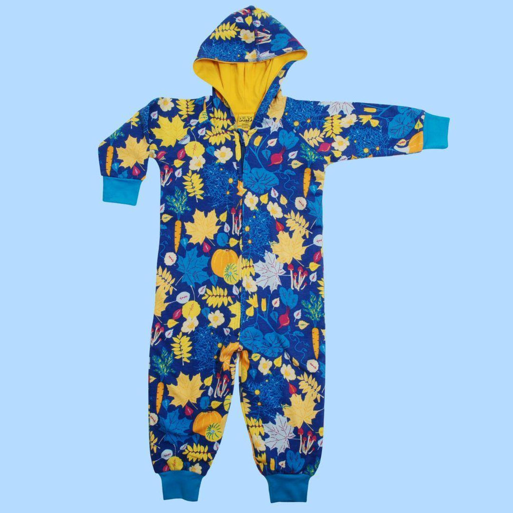 Duns Fall Flowers Blue - Hooded Onesie - ScandiBugs