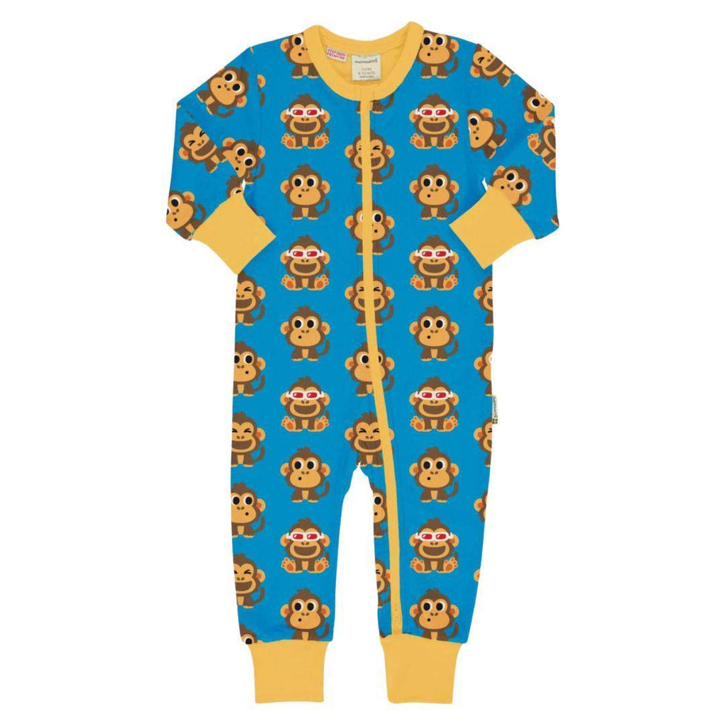 Maxomorra Party Monkey Long Sleeve Rompersuit - ScandiBugs